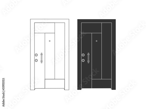 Modern wooden opened and closed door vector in different positions realistic set isolated illustration. Flat Door Vector Collection Pro Vector.  House door icon. Simple illustration of house door vect