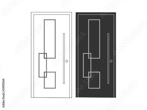 Modern wooden opened and closed door vector in different positions realistic set isolated illustration. Flat Door Vector Collection Pro Vector.  House door icon. Simple illustration of house door vect