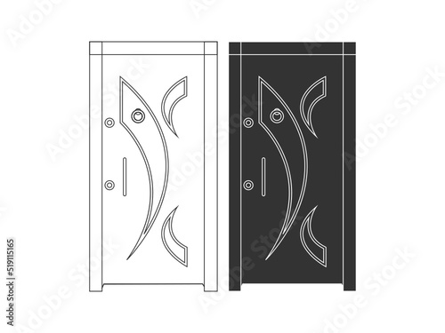 Modern wooden opened and closed door vector in different positions realistic set isolated illustration. Flat Door Vector Collection Pro Vector. House door icon. Simple illustration of house door vect