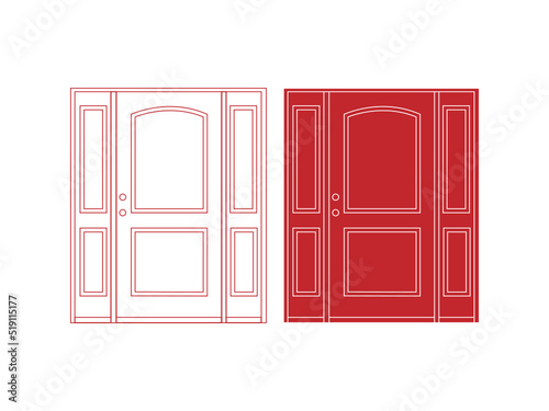 Modern wooden opened and closed door vector in different positions realistic set isolated illustration. Flat Door Vector Collection Pro Vector.  House door icon. Simple illustration of house door vect