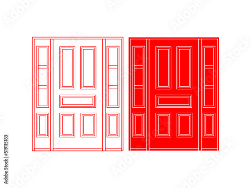 Modern wooden opened and closed door vector in different positions realistic set isolated illustration. Flat Door Vector Collection Pro Vector.  House door icon. Simple illustration of house door vect