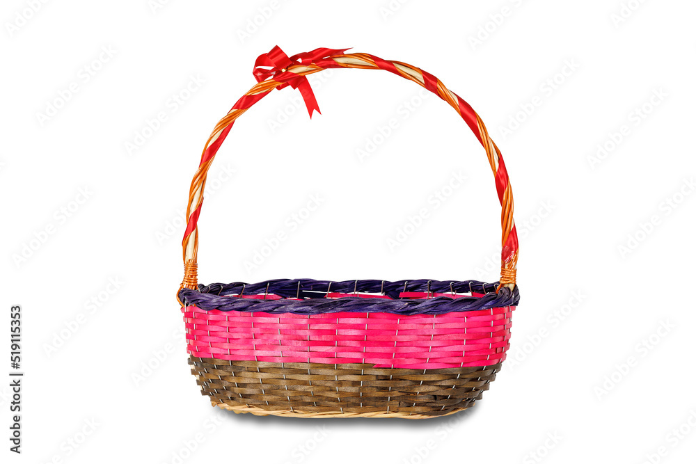 Empty wicker basket isolated on white background with clipping path. Empty wicker basket isolated on white background with clipping path.