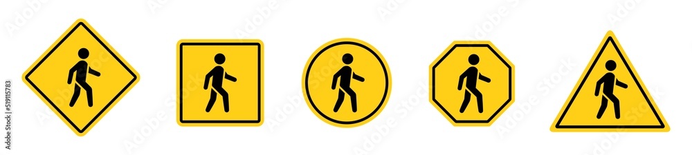 Pedestrian walk sign icon. Traffic walk icon, vector illustration Pedestrian walk sign icon. Traffic walk icon, vector illustration