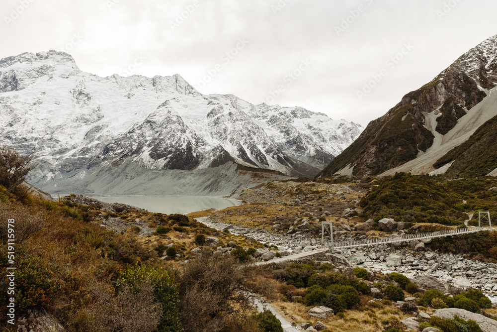 Hooker Valley Track at Aoraki or Mount Cook National Park in the Canterbury Region of South Island, New Zealand