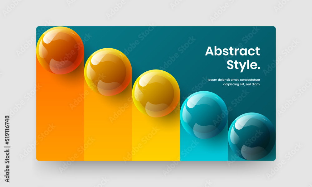 Trendy 3D balls booklet layout. Vivid annual report design vector template.