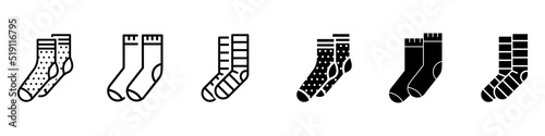 Kids socks vector icon set isolated on white background. photo