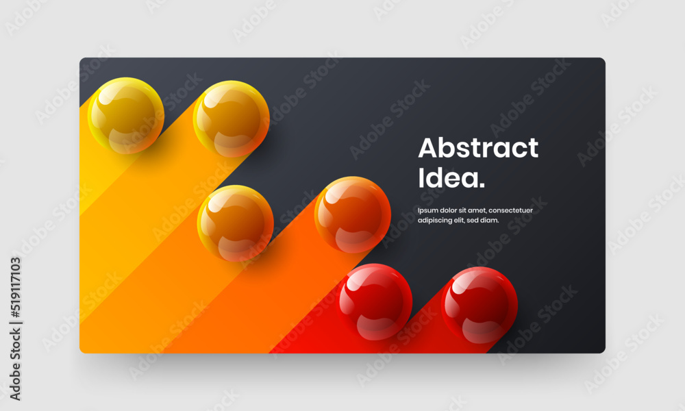 Amazing website screen vector design concept. Multicolored 3D balls magazine cover template.