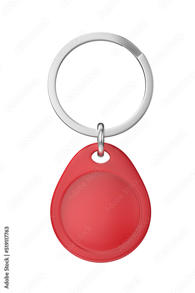 Red RFID key fob isolated on white background, front view Red RFID key fob isolated on white background, front view