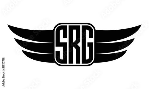 SRG three Letter wing minimalist creative concept icon eagle symbol professional logo design, Vector template photo