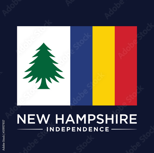 New Hampshire -US: The Campaign and Flag of New Hampshire. Independence NH  Exit. Vector Illustration.