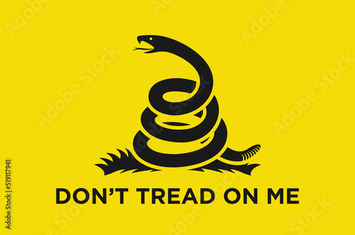 Yellow Flag of US, with Snake Illustration and word : Don't Tread on Me. vector Illustration.