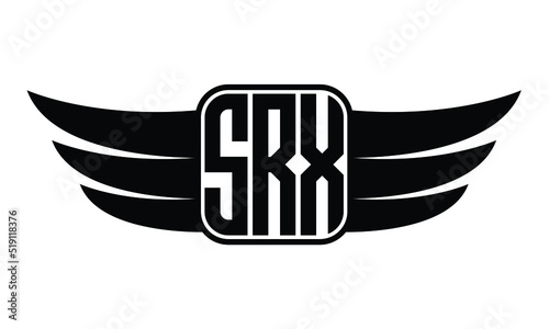 SRX three Letter wing minimalist creative concept icon eagle symbol professional logo design, Vector template photo