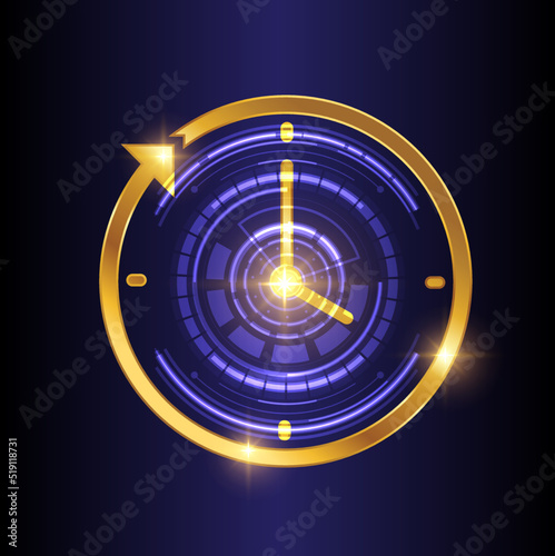 Futuristic Clock Symbol Logo Sign