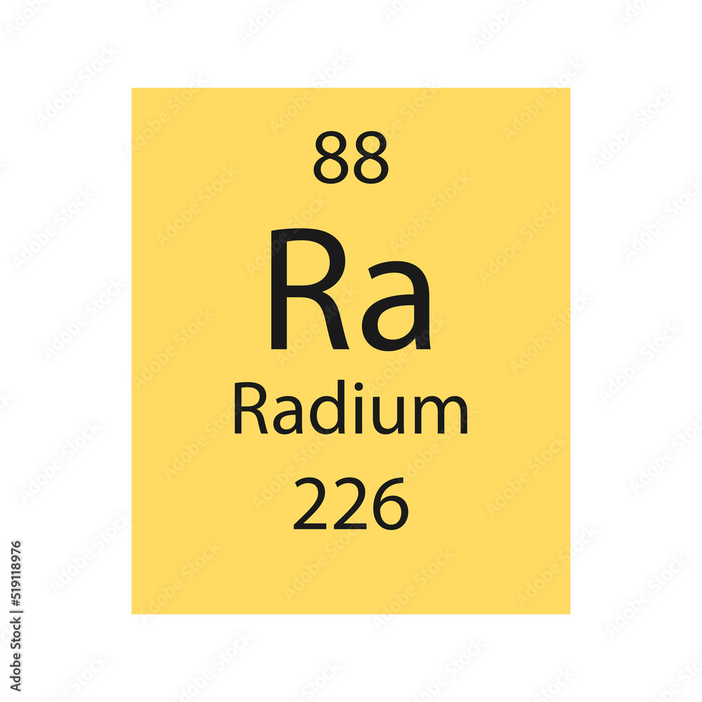Radium symbol. Chemical element of the periodic table. Vector illustration. Radium symbol. Chemical element of the periodic table. Vector illustration.