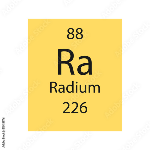 Radium symbol. Chemical element of the periodic table. Vector illustration.