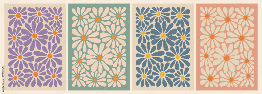 Foto Abstract Posters Set with Daisy Flower