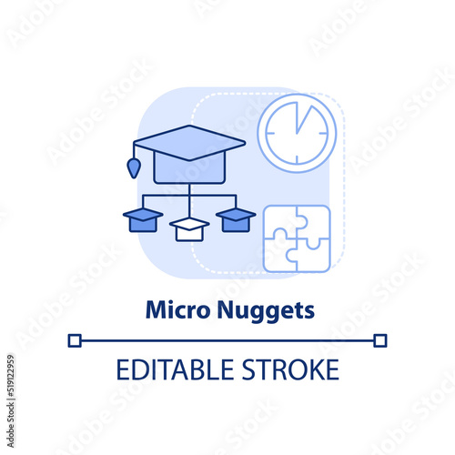 Micro nuggets light blue concept icon. Microlearning example abstract idea thin line illustration. Bite size chunks. Isolated outline drawing. Editable stroke. Arial, Myriad Pro-Bold fonts used