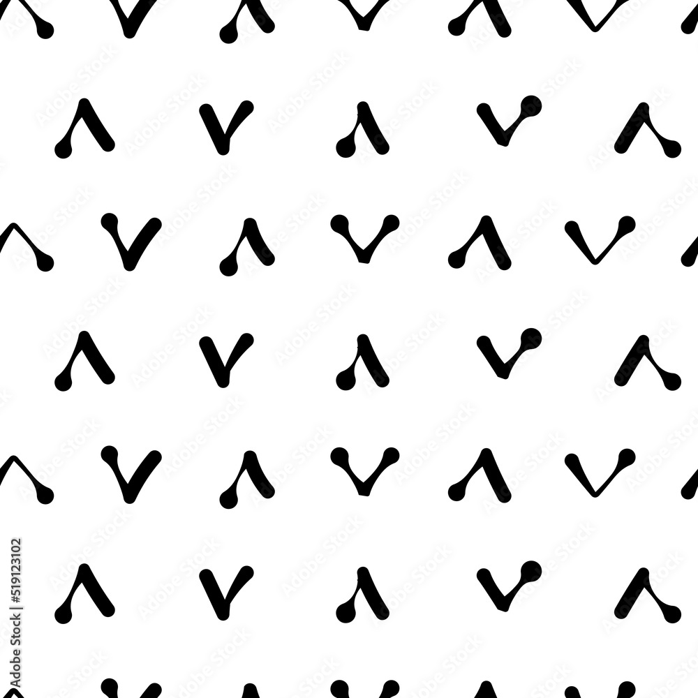 Vector. Abstract monochrome ethnic seamless pattern. Artistic background hand drawn simple shapes of angle brackets, checkmarks. Mosaic abstract background. Repeating geometric texture. Dividers. Vector. Abstract monochrome ethnic seamless pattern. Artistic background hand drawn simple shapes of angle brackets, checkmarks. Mosaic abstract background. Repeating geometric texture. Dividers.