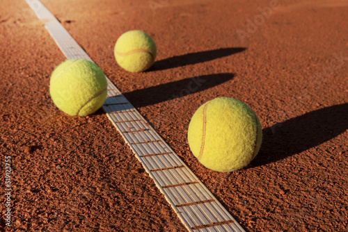 Tennis balls on the court close-up © nazarioking
