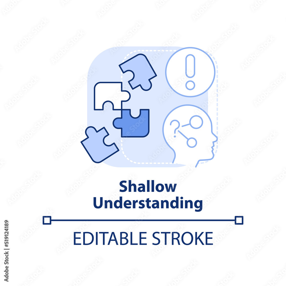 Shallow understanding light blue concept icon. Microlearning disadvantage abstract idea thin line illustration. Isolated outline drawing. Editable stroke. Arial, Myriad Pro-Bold fonts used