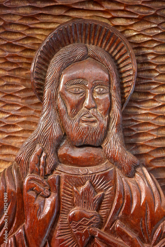 Sculpture depicting Jesus blessing the world