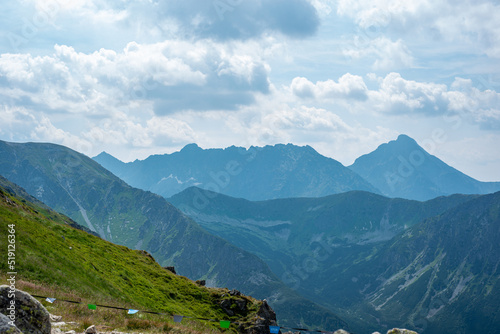 Beautiful view of the Tatra Mountains landscape. View of the mountains from the top. High mountain landscape.
