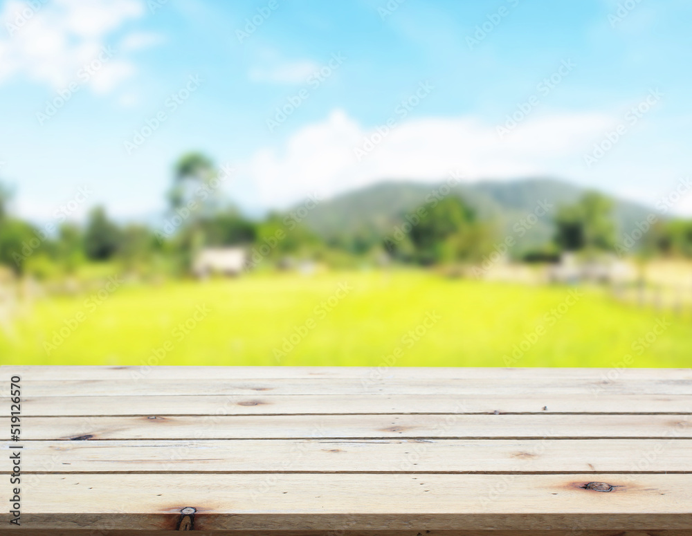 Table Top And Blur Nature For  Background