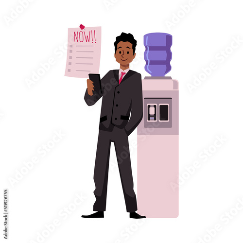 Person spends working time doing nothing, flat vector illustration isolated.
