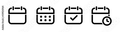 Calendar icon set. Vector EPS 10