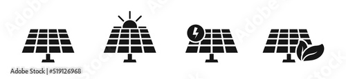 Solar battery icon set. Solar panel with sun. Vector EPS 10