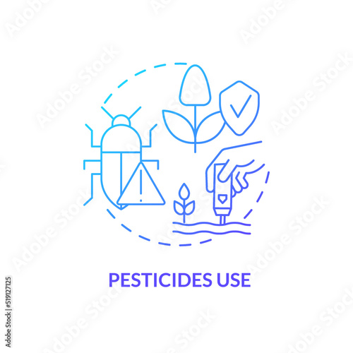 Pesticides use blue gradient concept icon. Pests control. Source of agricultural productivity abstract idea thin line illustration. Isolated outline drawing. Myriad Pro-Bold font used