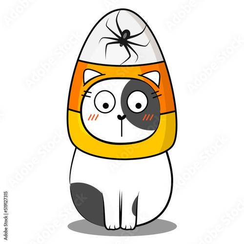 Cute halloween cat in doodle style. Vector illustration.