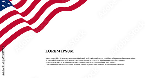 Vector waving Flag of the United States of America. Wavy USA Flag with lorem ipsum text design. American Flag vector