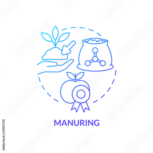 Manuring blue gradient concept icon. Organic fertilizers usage. Increasing farming productivity abstract idea thin line illustration. Isolated outline drawing. Myriad Pro-Bold font used