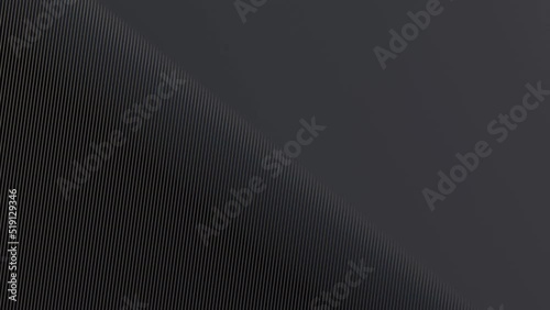 Black metal texture steel pattern. Grey line curve design on abstract black background. Dark horizontal template or banner, business backdrop. 3D illustration