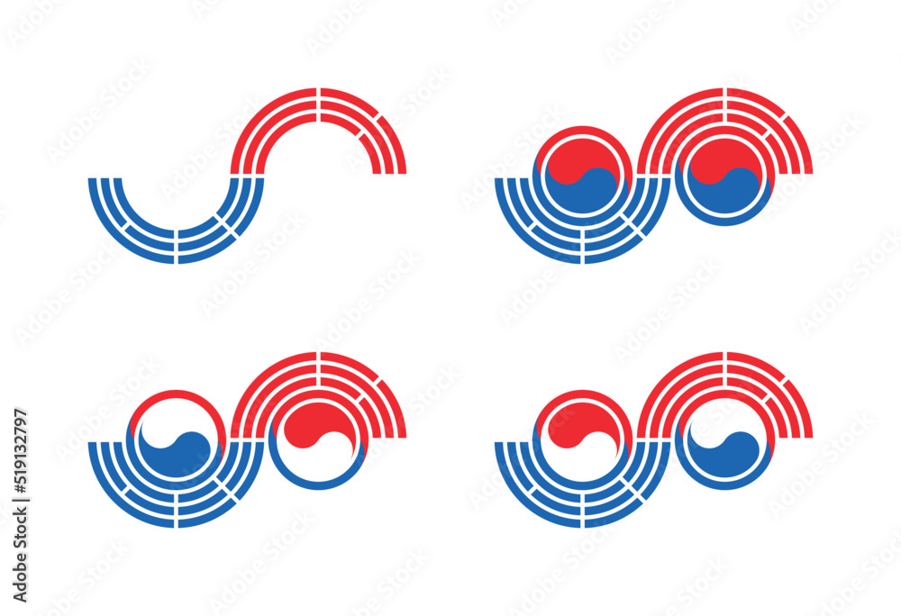 korea logo set. vector illustration isolated on white background - obrazy, fototapety, plakaty 