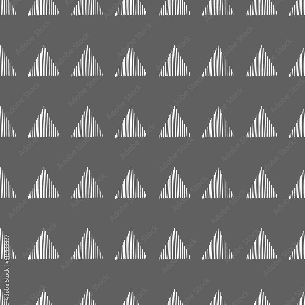 Obraz premium Vector. Hand drawn seamless monochrome pattern with striped, triangles, dashes, stripes. Mosaic. Repeating geometric texture, geometric shape. Dividers.