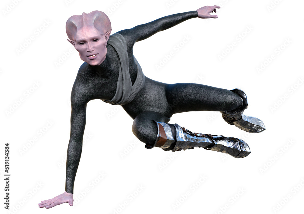 3D Rendering Fantasy Alien on White 3D Rendering Fantasy Alien on White
