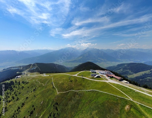 Ariel Drone Shot of Austrian Mountain Range - Alps