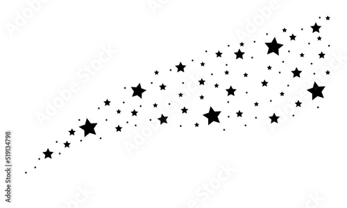 Sparcle Star random fireworks stream. Vector illustration style is flat blue iconic symbols on a white background. Object fountain organized from scattered pictographs.
