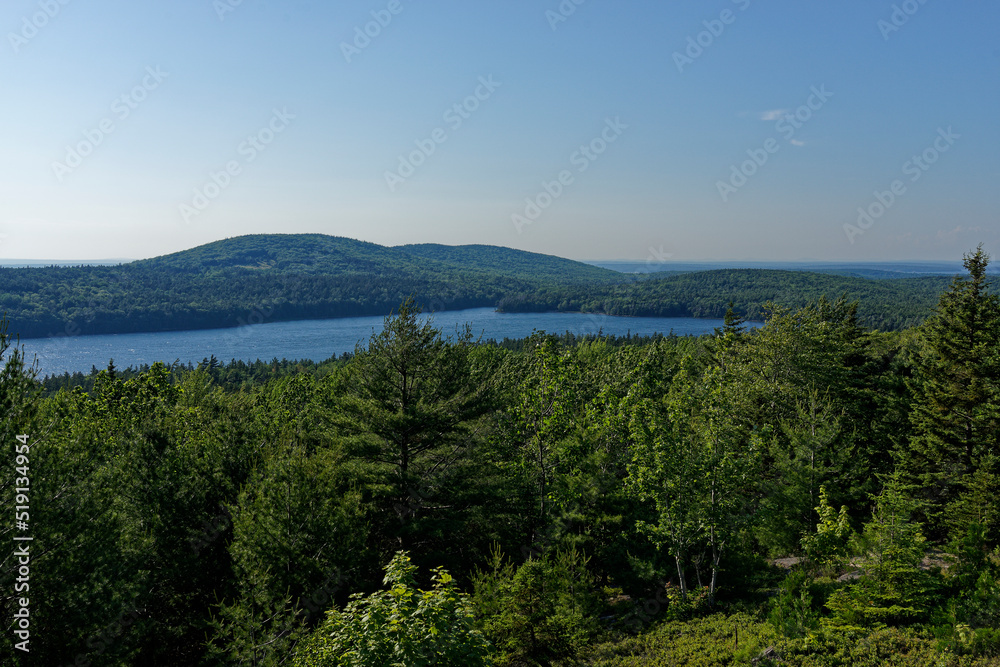 lake and mountains in the acadia national park
