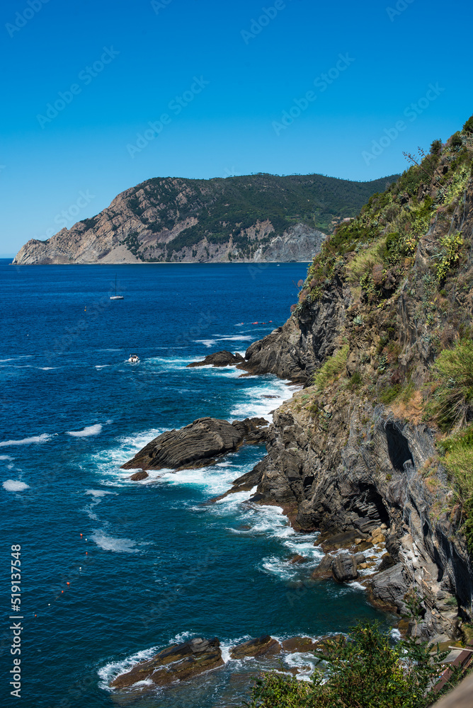 rocks and beaches of the Ligurian sea in Italy 