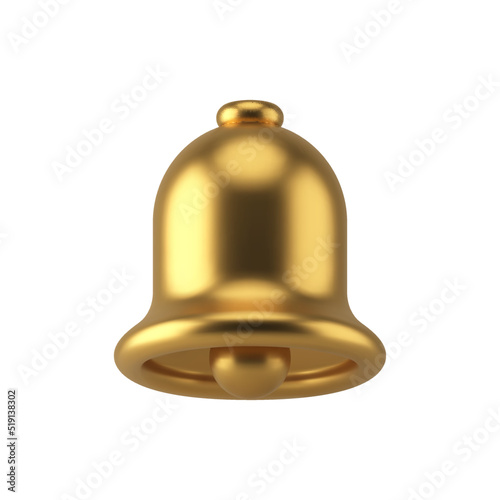 Realistic golden traditional Christmas bell vector illustration. Luxury holiday element for ringing