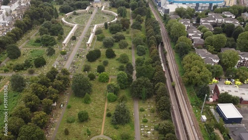 Drone still view of part of Brompton Cemetery. photo