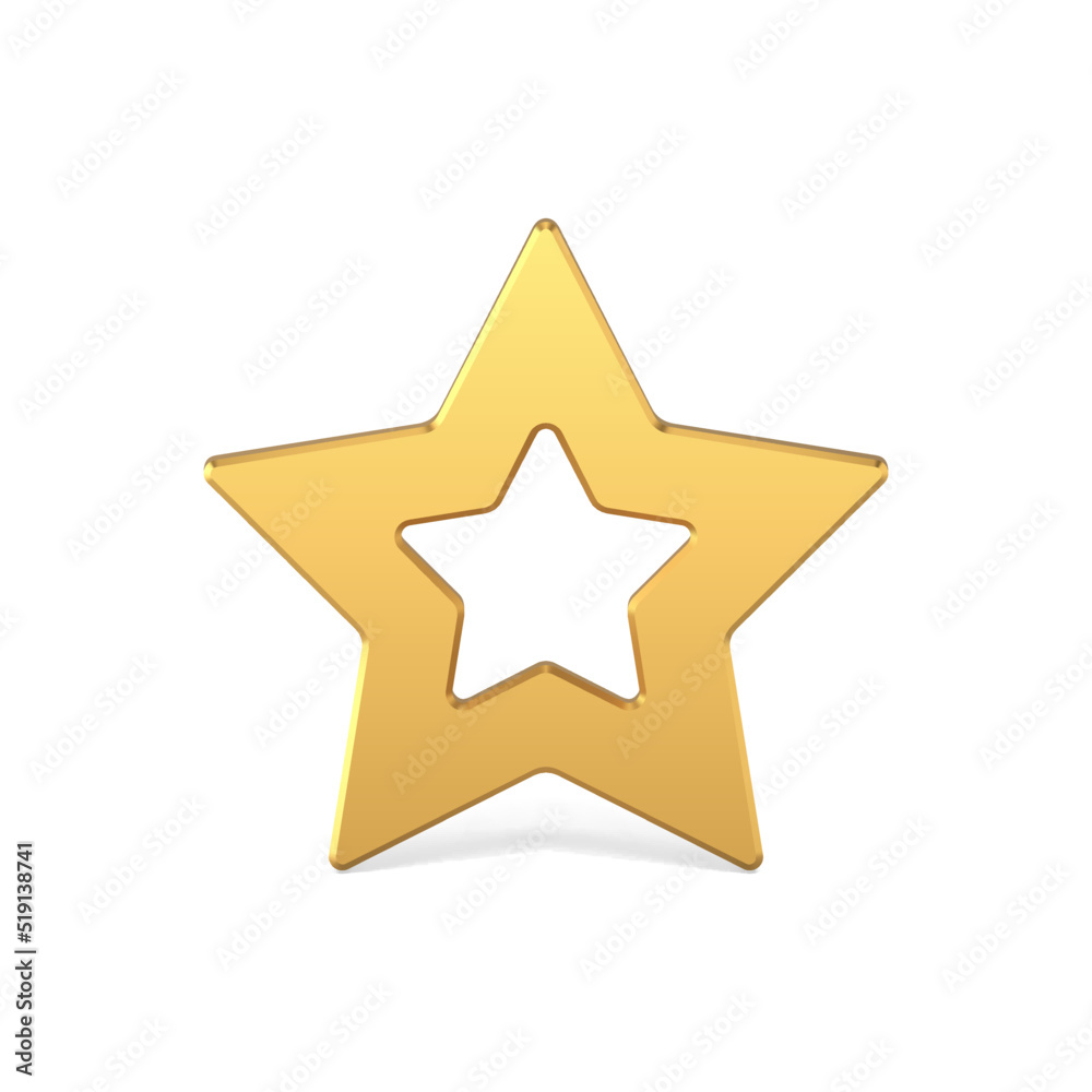 Realistic golden star shape contour frame metallic glossy bauble decorative design template vector Realistic golden star shape contour frame metallic glossy bauble decorative design template vector