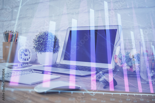 Wallpaper Mural Forex market chart hologram and personal computer background. Multi exposure. Concept of investment. Torontodigital.ca