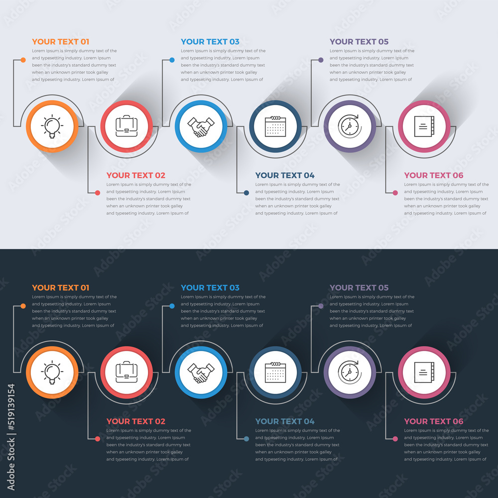 Simple Modern Circle Infographics with light and dark background Simple Modern Circle Infographics with light and dark background