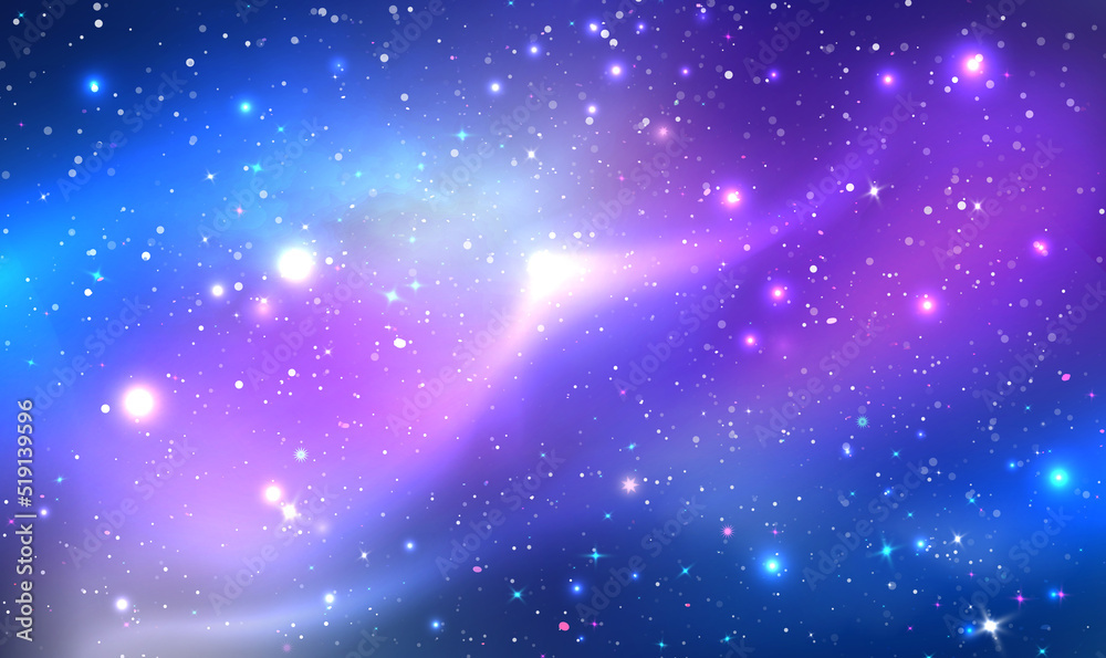 Vector background infinite space with shining stardust nebula. Space background night starry sky milky way. Beautiful galaxy background with nebula cosmos.  Science galaxy cosmis. Vector EPS10.