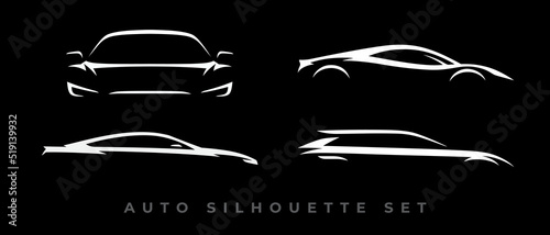 Sports car logo icon set. Motor vehicle dealership emblems. Auto silhouette garage symbols. Vector illustration.