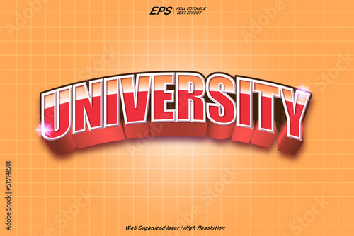 University 3d editable text effect template